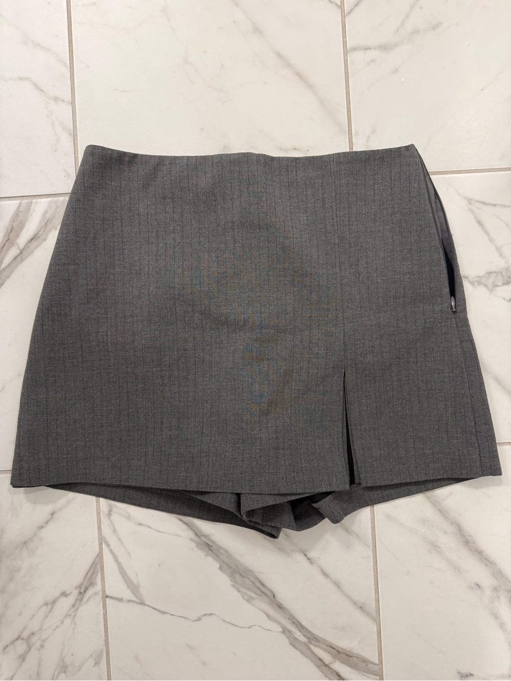 Zara Gray Pinstripe Skort Shorts with Front Slit